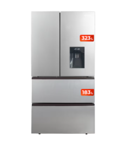 EVVO Frigorífico francés F80X Aqua, Inverter, Total No Frost, 323l + 183l, Dispensador de agua